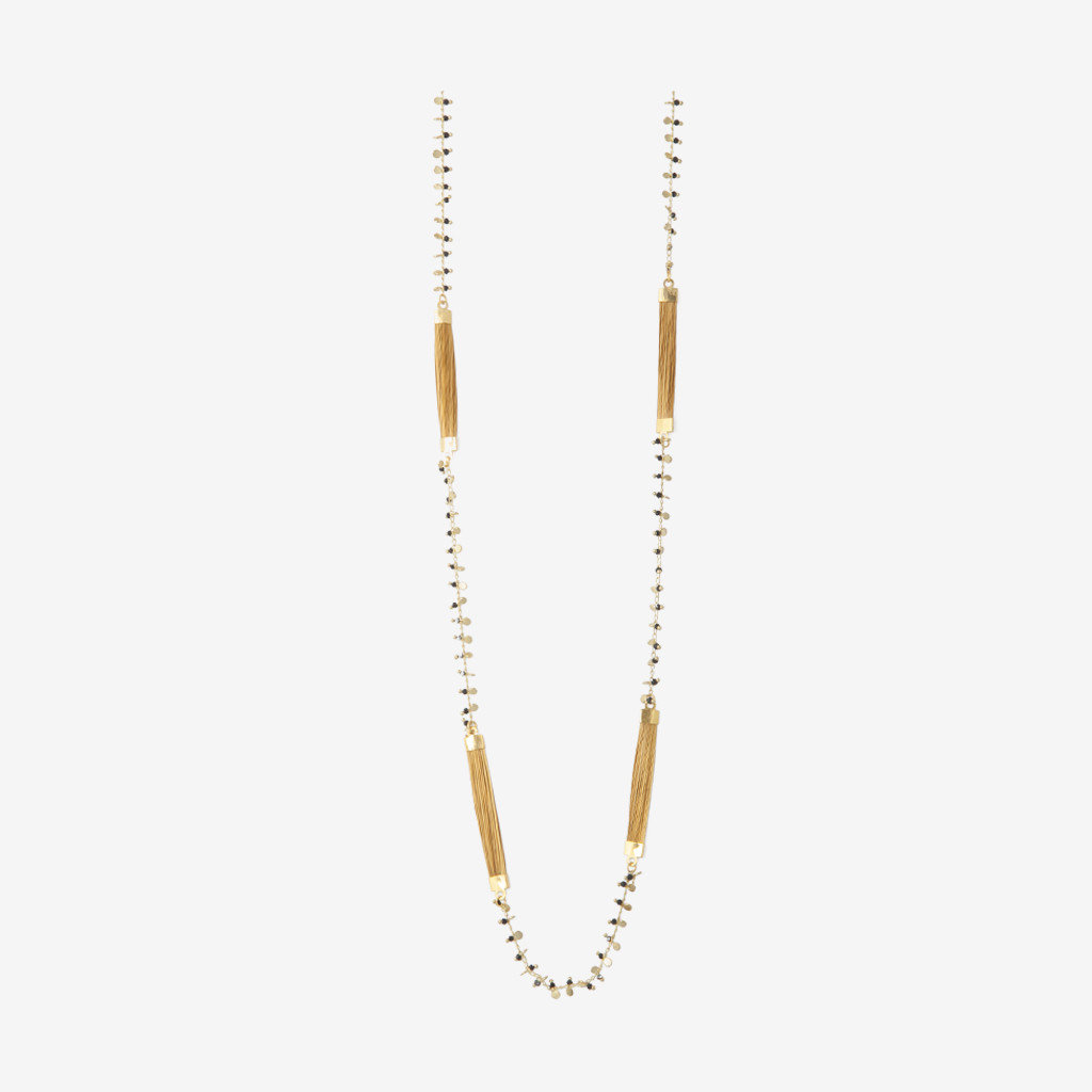 Collana Donna In Onice Nero E Bianco Con Argento Sterling - Chunky 45 Cm